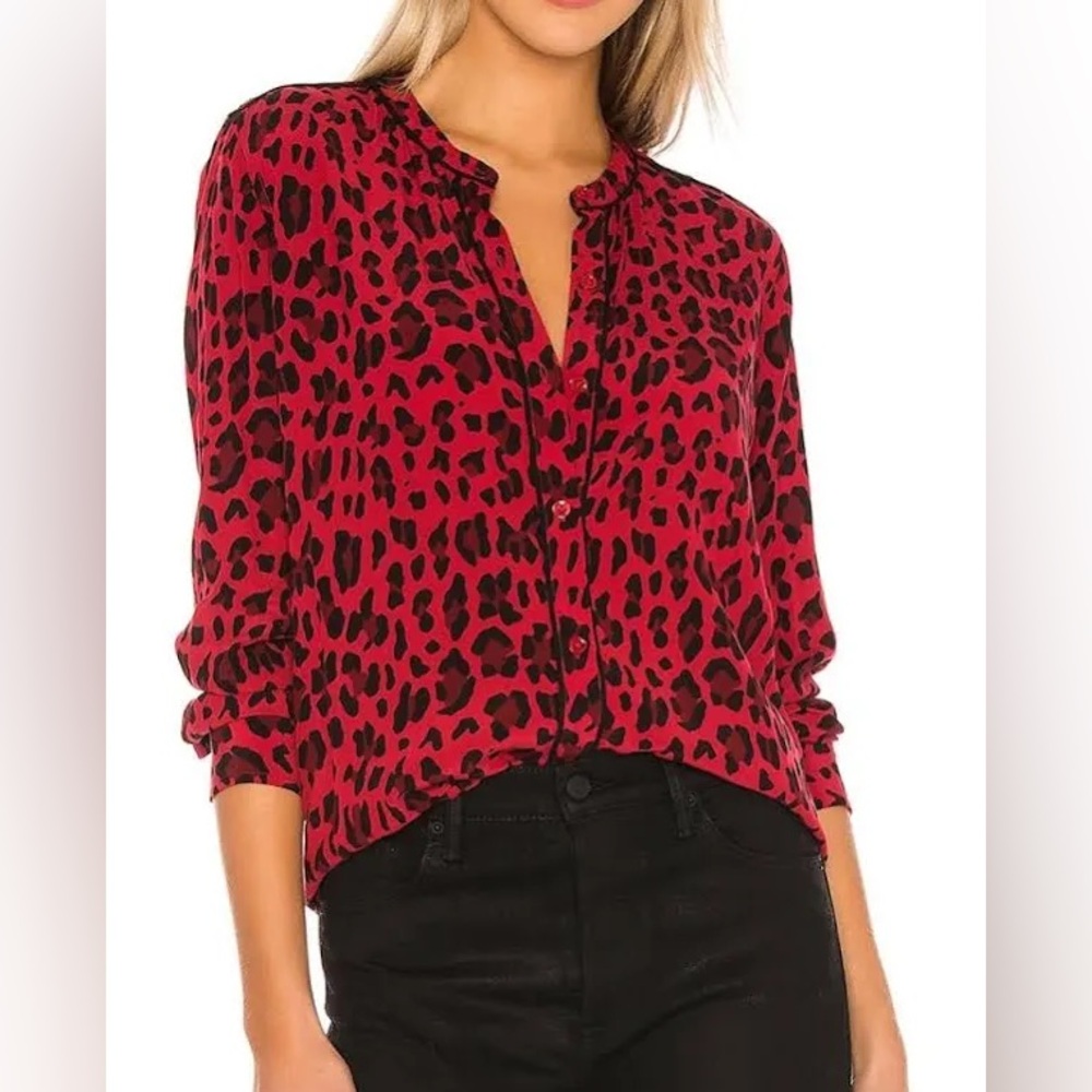 Rails - Button Down Top in Red Leopard